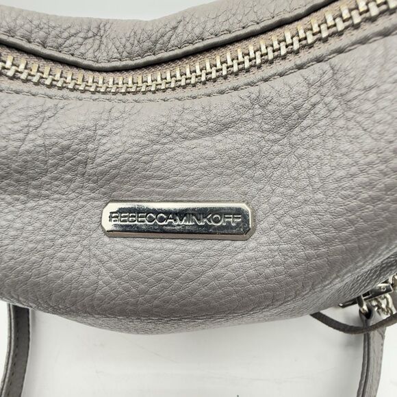 Rebecca Minkoff Smokey Grey Pebbled Leather 3-zip Rocker Studded Crossbody Bag - Picture 3 of 12